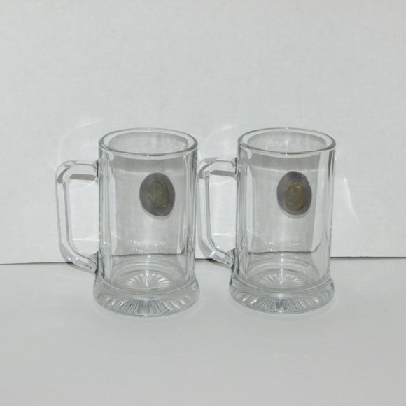 2 Heavy Glass Beer Mugs Golf Golfing Theme Excellent Golfer Gift - Picture 4 of 6
